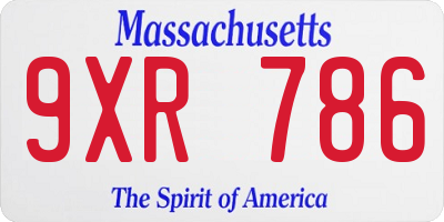 MA license plate 9XR786