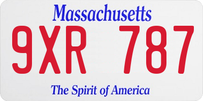 MA license plate 9XR787