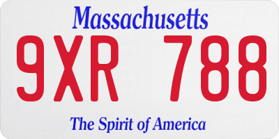 MA license plate 9XR788