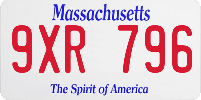 MA license plate 9XR796