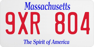 MA license plate 9XR804