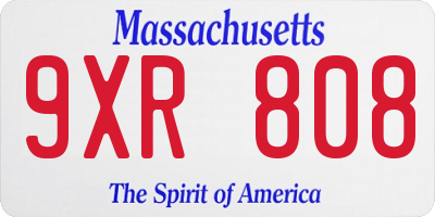 MA license plate 9XR808