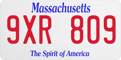 MA license plate 9XR809
