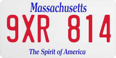 MA license plate 9XR814