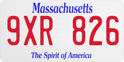 MA license plate 9XR826