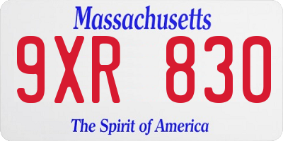 MA license plate 9XR830