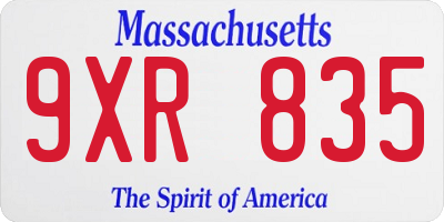 MA license plate 9XR835