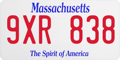 MA license plate 9XR838