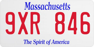 MA license plate 9XR846