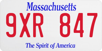 MA license plate 9XR847