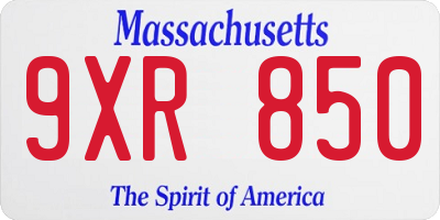 MA license plate 9XR850