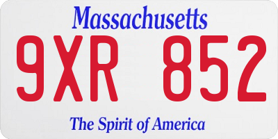 MA license plate 9XR852