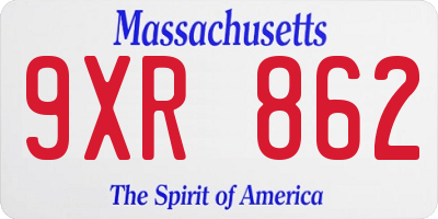 MA license plate 9XR862