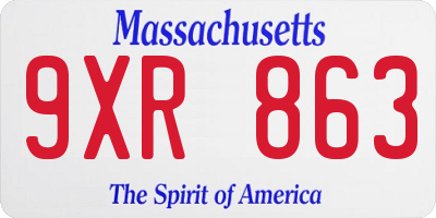 MA license plate 9XR863