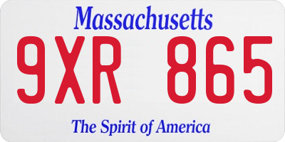 MA license plate 9XR865