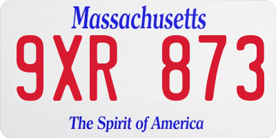 MA license plate 9XR873