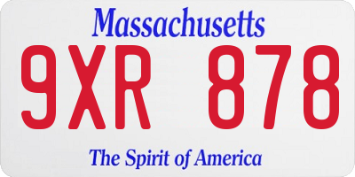 MA license plate 9XR878