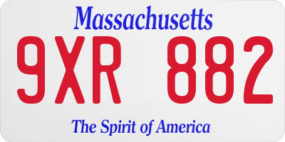 MA license plate 9XR882