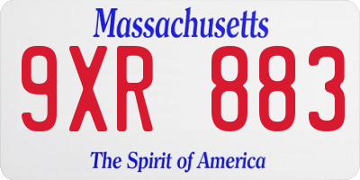 MA license plate 9XR883