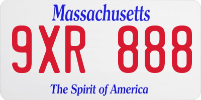 MA license plate 9XR888