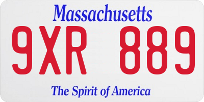 MA license plate 9XR889