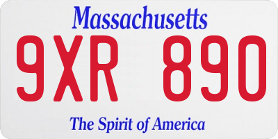 MA license plate 9XR890