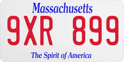 MA license plate 9XR899
