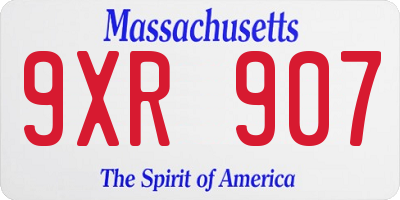MA license plate 9XR907
