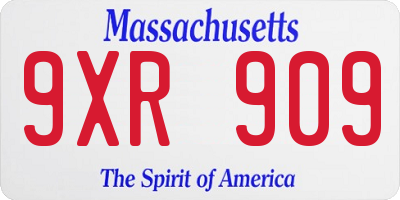 MA license plate 9XR909
