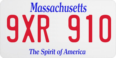 MA license plate 9XR910
