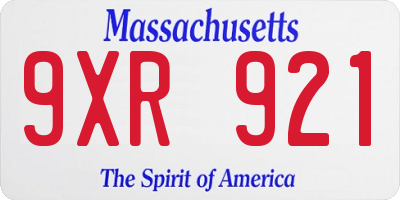 MA license plate 9XR921