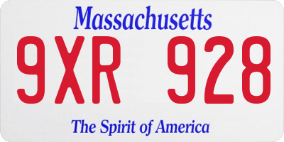 MA license plate 9XR928