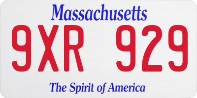 MA license plate 9XR929
