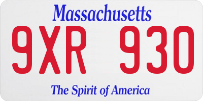 MA license plate 9XR930