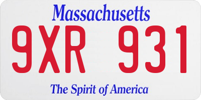MA license plate 9XR931