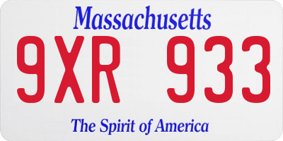 MA license plate 9XR933