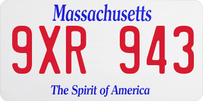 MA license plate 9XR943