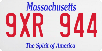 MA license plate 9XR944