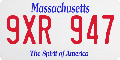 MA license plate 9XR947