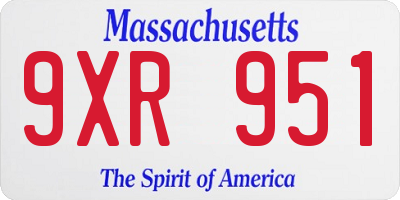 MA license plate 9XR951