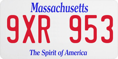 MA license plate 9XR953