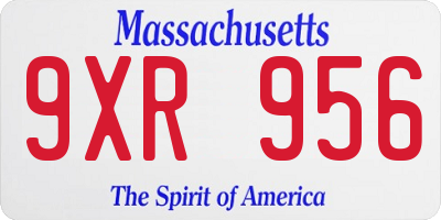 MA license plate 9XR956