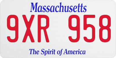 MA license plate 9XR958