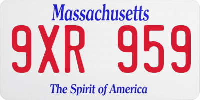 MA license plate 9XR959