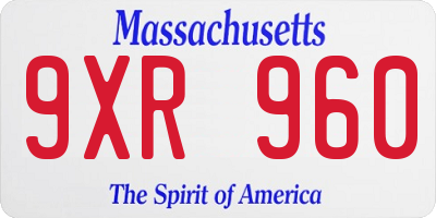 MA license plate 9XR960