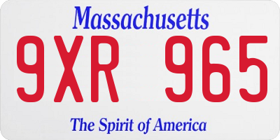 MA license plate 9XR965