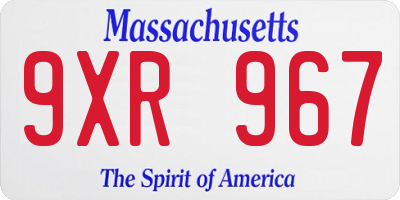 MA license plate 9XR967
