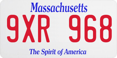 MA license plate 9XR968