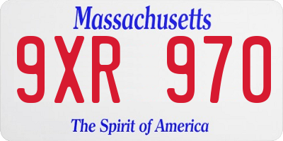 MA license plate 9XR970