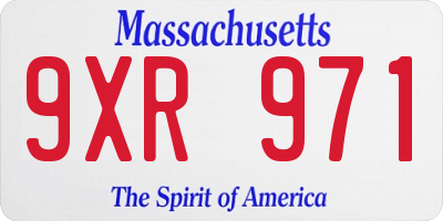 MA license plate 9XR971